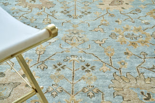 Exquisite Rugs Antique Weave Oushak 8001 Light Blue/Brown Area Rug Closeup Image