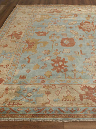 Exquisite Rugs Antique Weave Oushak 9161 Dark Blue/Beige Area Rug Closeup Image