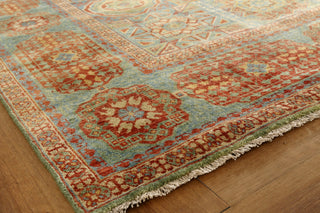 Exquisite Rugs Mamluk 9404 Green/Light Blue Area Rug Corner Image