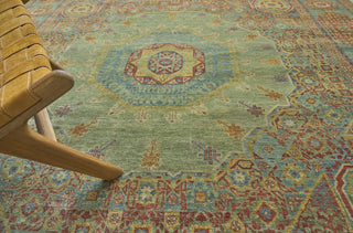Exquisite Rugs Mamluk 9404 Green/Light Blue Area Rug Detail Image