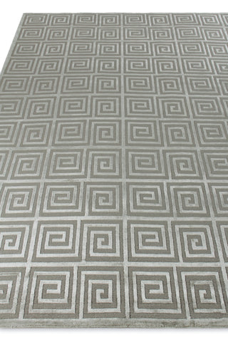 Exquisite Rugs Greek Key 9419 Silver Area Rug by The Met Closeup Image