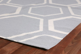 Exquisite Rugs Flatweave 9686 Light Blue Area Rug Closeup Image
