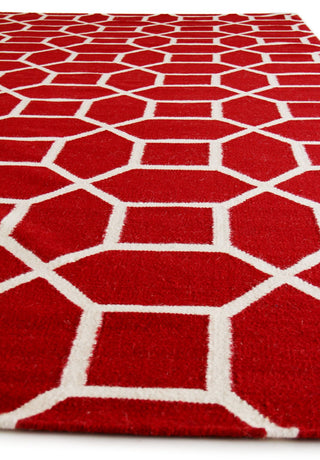 Exquisite Rugs Flatweave 9706 Red/White Area Rug Pile Image