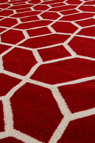 Exquisite Rugs Flatweave 9706 Red/White Area Rug Lifestyle Image Feature