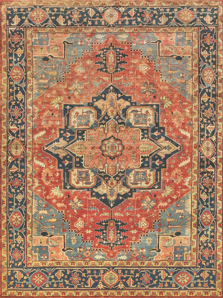 Exquisite Rugs Antique Weave Serapi 9971 Rust/Blue Area Rug ...