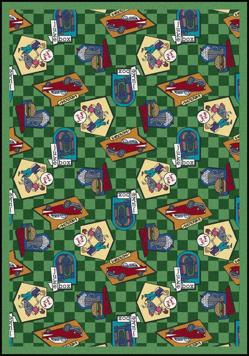 Joy Carpets Kaleidoscope Fabulous Fifties Green Area Rug