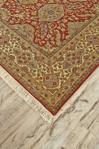Feizy Sophia 6582F Red/Orange/Ivory Area Rug Corner Image