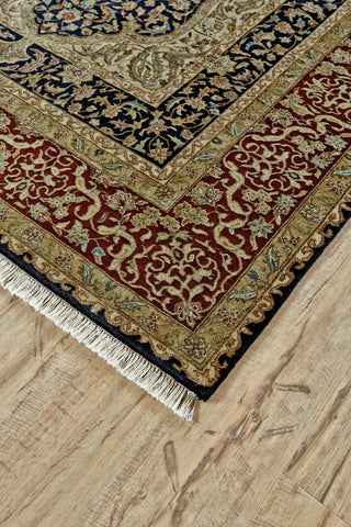 Feizy Sophia 6689F Black/Red/Gold Area Rug Corner Image
