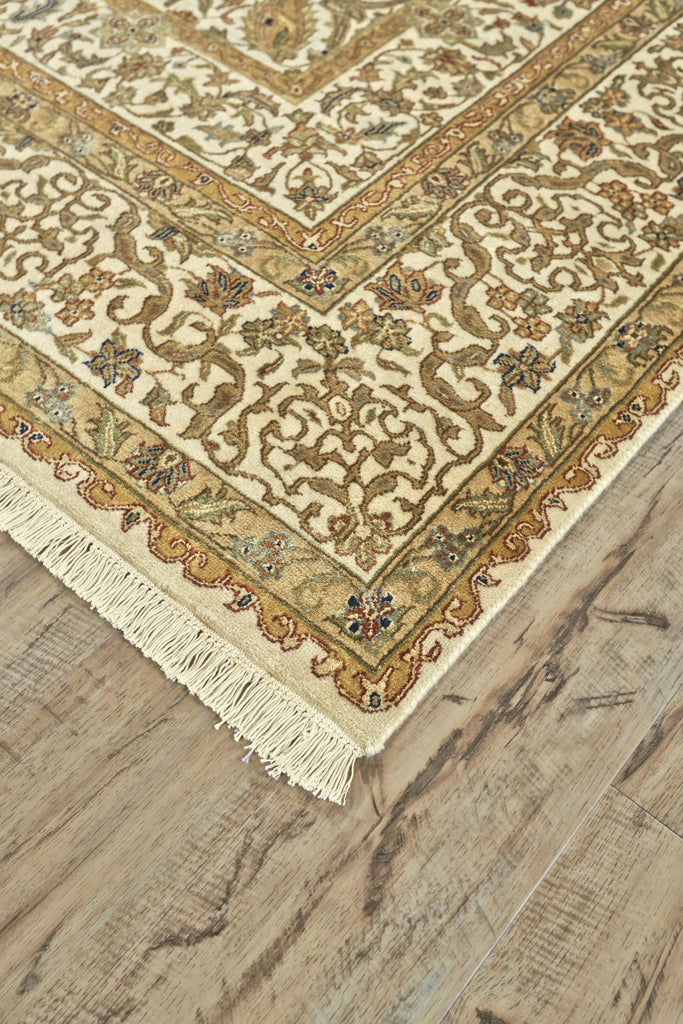 Feizy Sophia 6689F Gold/Ivory/Red Area Rug Corner Image