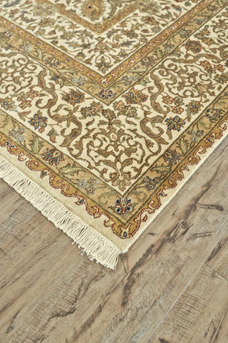 Feizy Sophia 6689F Gold/Ivory/Red Area Rug Corner Image
