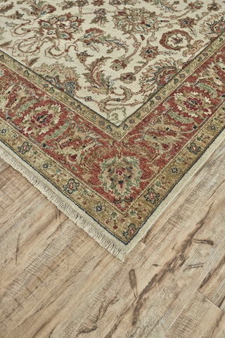 Feizy Faulkner 6000F Ivory/Tan/Red Area Rug Corner Image