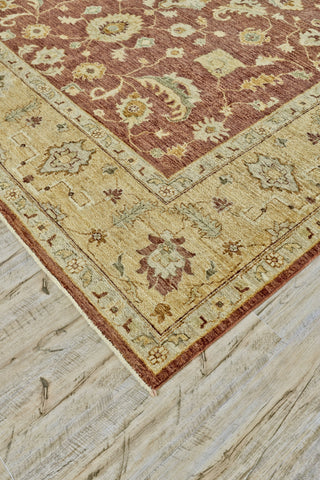 Feizy Adolphus 0921F Red/Gold/Ivory Area Rug Corner Image
