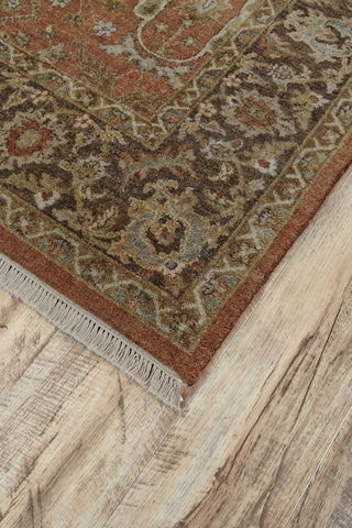 Feizy Bandu 6050F Red/Brown/Ivory Area Rug Corner Image