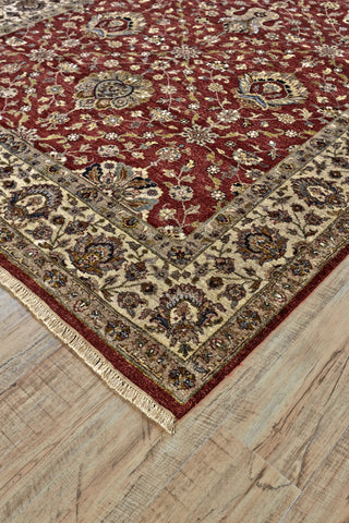 Feizy Bandu 6057F Red/Ivory/Tan Area Rug Corner Image