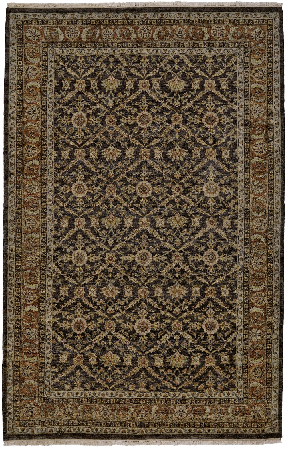 Feizy Bandu 6059F Brown/Red/Ivory Area Rug