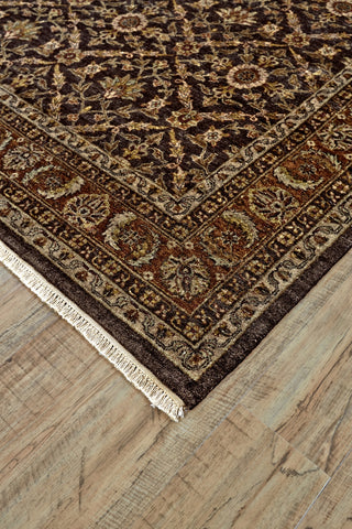 Feizy Bandu 6059F Brown/Red/Ivory Area Rug Corner Image