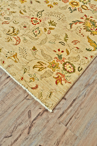 Feizy Mata Hari 9502F Ivory/Orange/Green Area Rug Corner Image