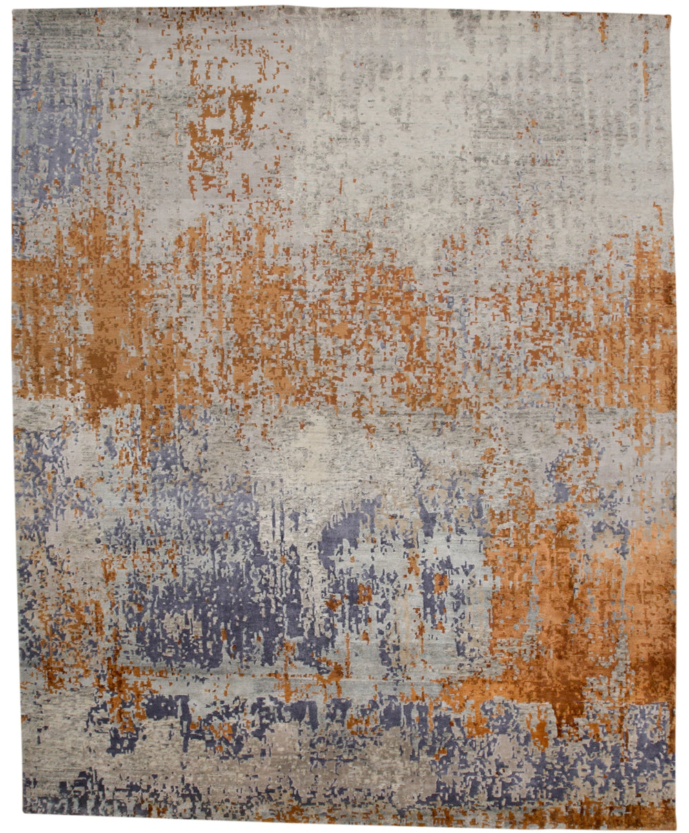 Havila Fine Rugs Hale R1044 Silver/Orange/Blue Area Rug