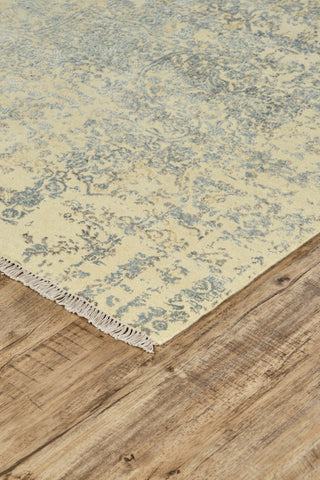 Feizy Doshi 6033L Tan/Gold/Blue Area Rug Corner Image