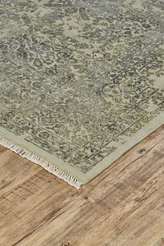 Feizy Doshi 6038L Gray/Ivory/Silver Area Rug Corner Image