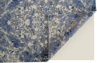 Havila Fine Rugs Adore R1027 Blue/Ivory Area Rug Corner Image with Rug Pad
