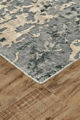 Feizy Lor 6007L Gray/Black/Blue Area Rug Corner Image