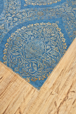 Feizy Amalfi 7075F Blue/Gold Area Rug Corner Image