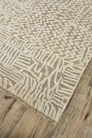 Feizy Khitan I 7255F Tan/Ivory Area Rug Corner Image