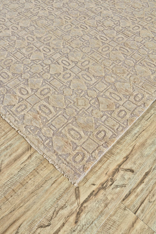Feizy Khitan II 7239F Tan/Taupe/Ivory Area Rug Corner Image
