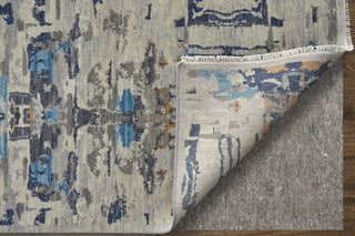 Havila Fine Rugs Bostonian H-4931 Ivory/Blue/Taupe Area Rug Corner Image with Rug Pad