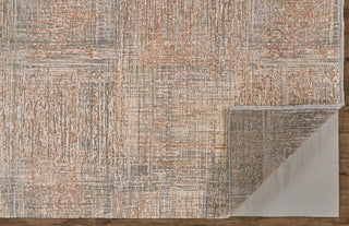Havila Fine Rugs Mott R1048 Tan/Pink/Taupe Area Rug Corner Image with Rug Pad
