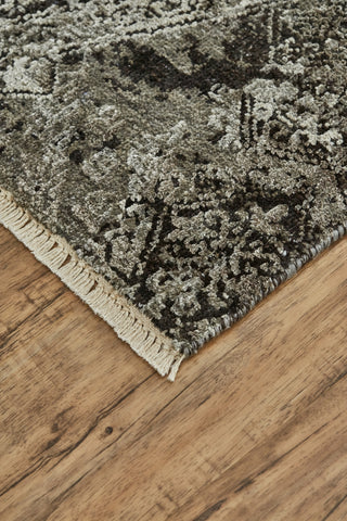Havila Fine Rugs Mott R1050 Black/Taupe/Ivory Area Rug Corner Image