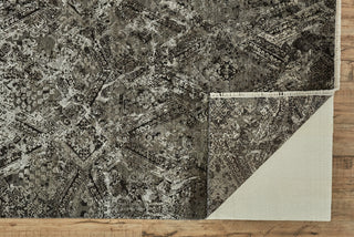 Havila Fine Rugs Mott R1050 Black/Taupe/Ivory Area Rug Corner Image with Rug Pad