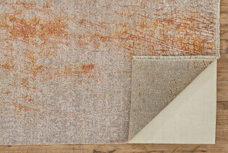 Havila Fine Rugs Hymn R1054 Orange/Gray Area Rug Corner Image with Rug Pad