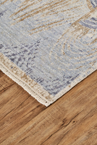 Feizy Lyra 6493F Blue/Tan/Brown Area Rug Corner Image