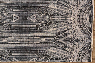 Feizy Lyra 6552F Gray/Ivory/Black Area Rug Oval Corner Image