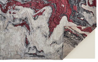 Havila Fine Rugs Garnet H1877 Gray/Red/Ivory Area Rug Corner Image with Rug Pad