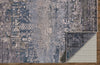 Havila Fine Rugs Bernard H1297 Taupe/Blue/Ivory Area Rug Corner Image with Rug Pad