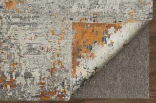 Havila Fine Rugs Gift H-4931 Gray/Ivory/Orange Area Rug Corner Image with Rug Pad