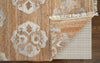 Feizy Beckett 0666F Tan/Ivory/Orange Area Rug Corner Image with Rug Pad
