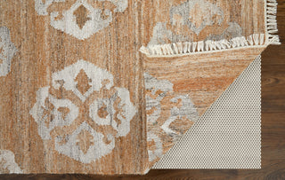 Feizy Beckett 0666F Tan/Ivory/Orange Area Rug Corner Image with Rug Pad