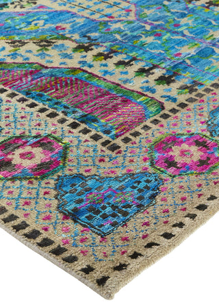 Feizy Latham 6628F Blue/Green/Red Area Rug Corner Image