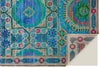 Feizy Latham 6628F Blue/Green/Red Area Rug Corner Image with Rug Pad