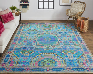 Feizy Latham 6628F Blue/Green/Red Area Rug Lifestyle Image Feature