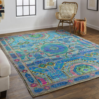 Feizy Latham 6628F Blue/Green/Red Area Rug Lifestyle Image Feature