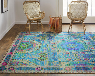 Feizy Latham 6628F Blue/Green/Red Area Rug Lifestyle Image Feature