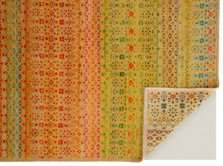 Feizy Latham 6629F Yellow/Red Area Rug Corner Image with Rug Pad