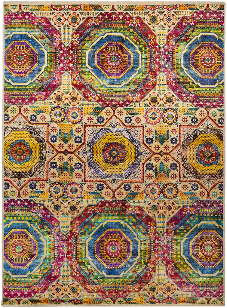 Feizy Elton 6507F Taupe/Green/Pink Area Rug main image
