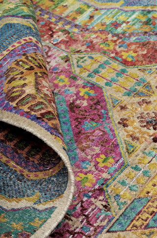 Feizy Elton 6507F Taupe/Green/Pink Area Rug Rolled Image