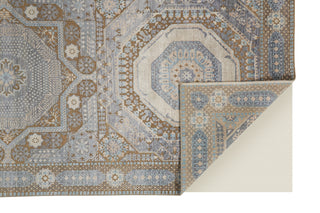 Havila Fine Rugs Larache H1750 Blue/Tan/Ivory Area Rug Corner Image with Rug Pad